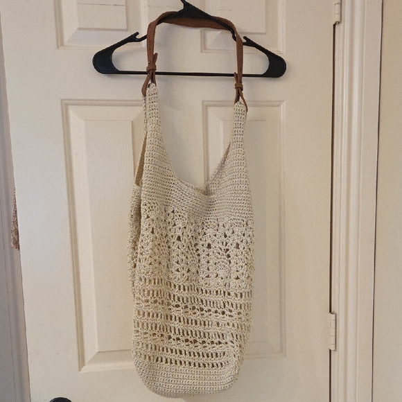 The Sak Beautiful Cream Crochet Satchel - Picture 1 of 15